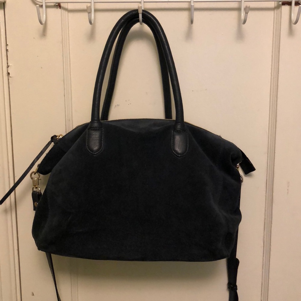 Zara dark blue suede handbag